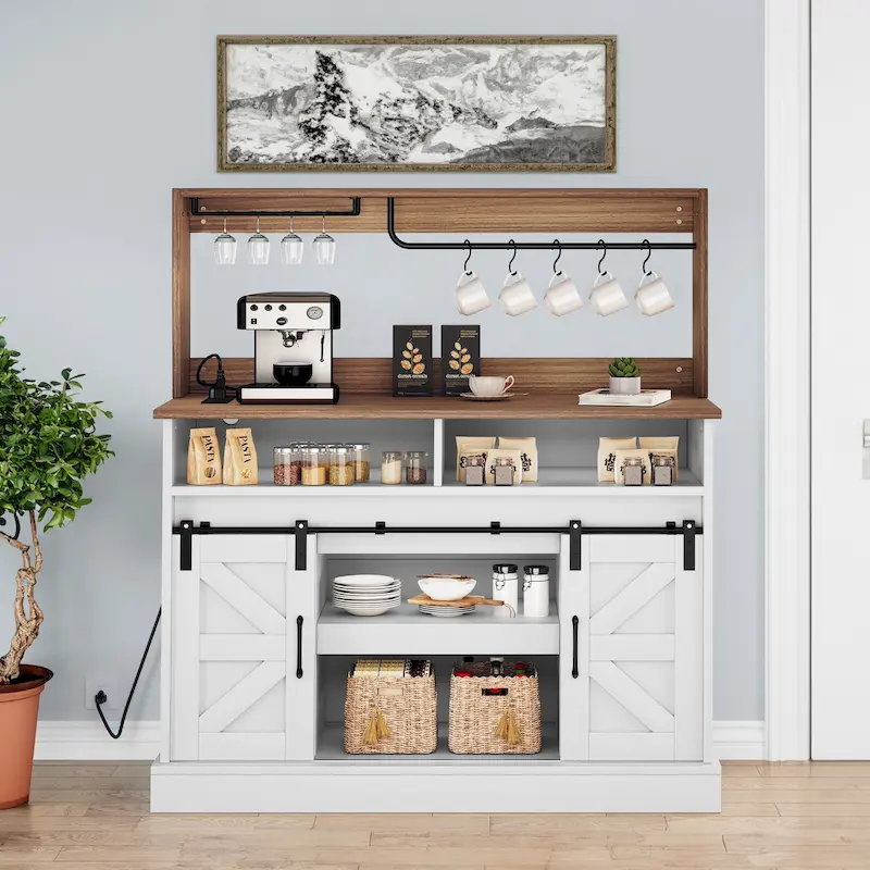 Moasis Farmhouse Coffee Bar Cabinet - 15.1D x 47.2W x 51.5H