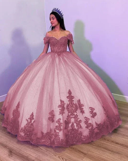 Royal Blue Tulle Off The Shoulder Quinceanera Dress