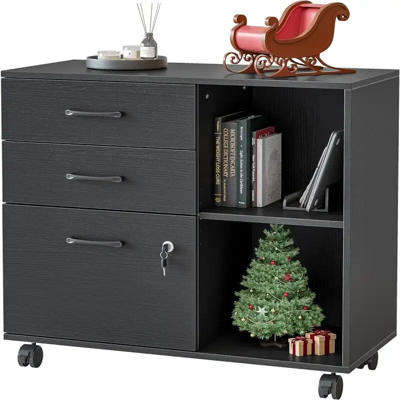 3-Drawer Mobile File Cabinet - 14.2 D x 31.5 W x 25.4 H