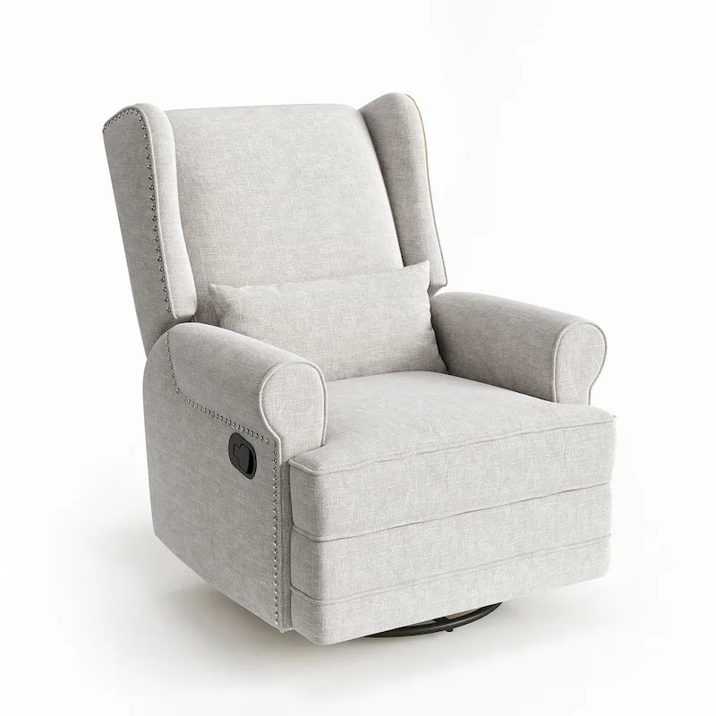 Swivel Recliner Chair with Extra Large Footrest, Grey