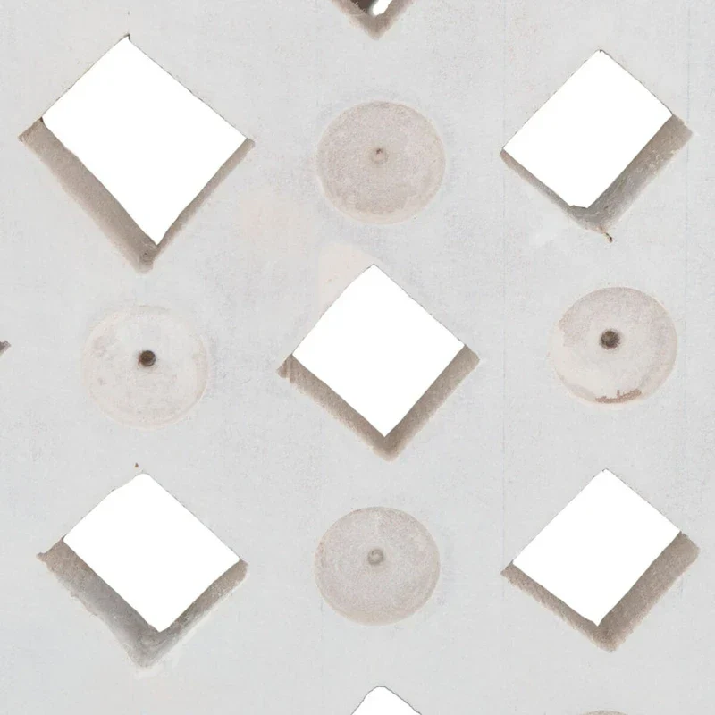 Round Mango Wood Coffee Table with Lattice Base