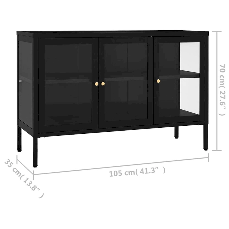 vidaXL Sideboard Black 41.3 x13.8 x27.6  Steel and Glass