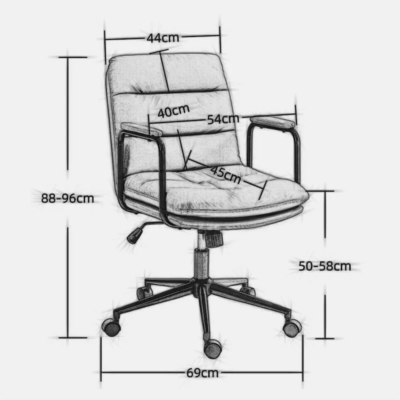 Office Chair,Mid Back Home Office Desk Task Chair with Wheels and Arms Ergonomic PU Leather Computer Rolling Swivel Chair