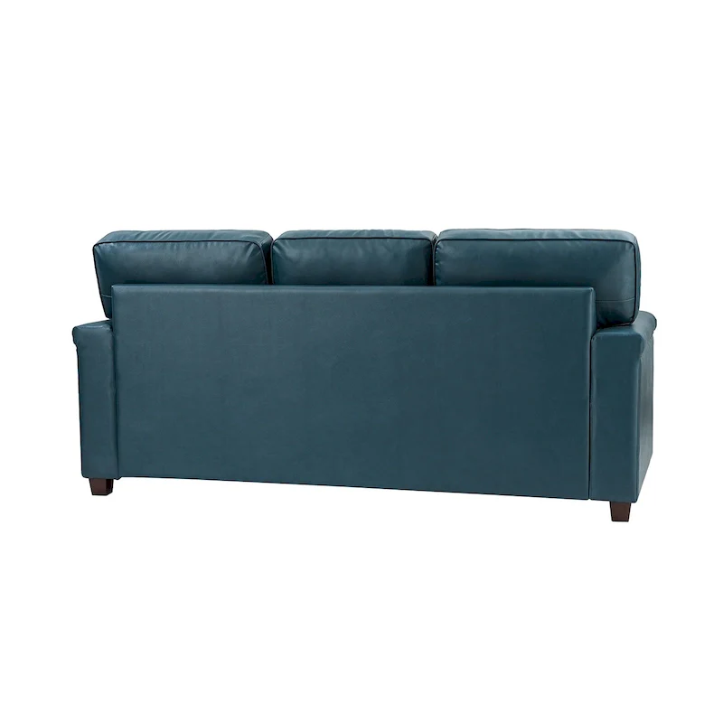 Rita Living Room 3-Seat Genuine Leather Sofa with Solid Wood Legs and Nailhead