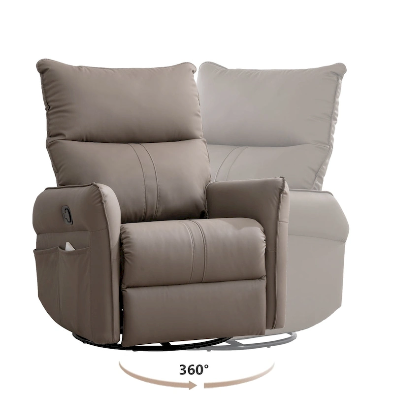 Modern Small Rocking Swivel Recliner Chair with Overstuffed Seat