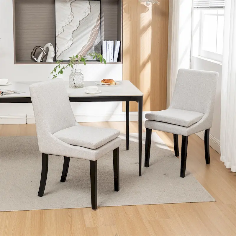 Modern Dining Chairs with Solid Wood Legs (Set of 2)