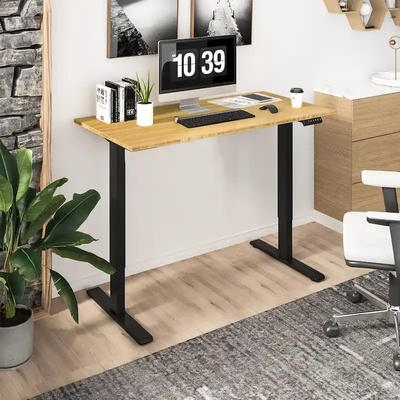 Bamboo Electric Height Adjustable Standing Desk - Single User