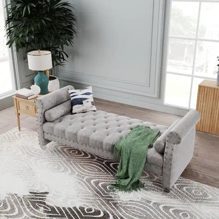 Haven Chesterfield Velvet Upholstered Bench 72  - 71.0 In. W X 28.0 In. H X 29.0 In. D