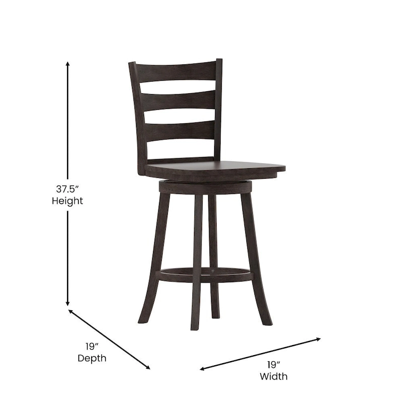Ladderback Wooden Swivel Counter Stool with Footrest