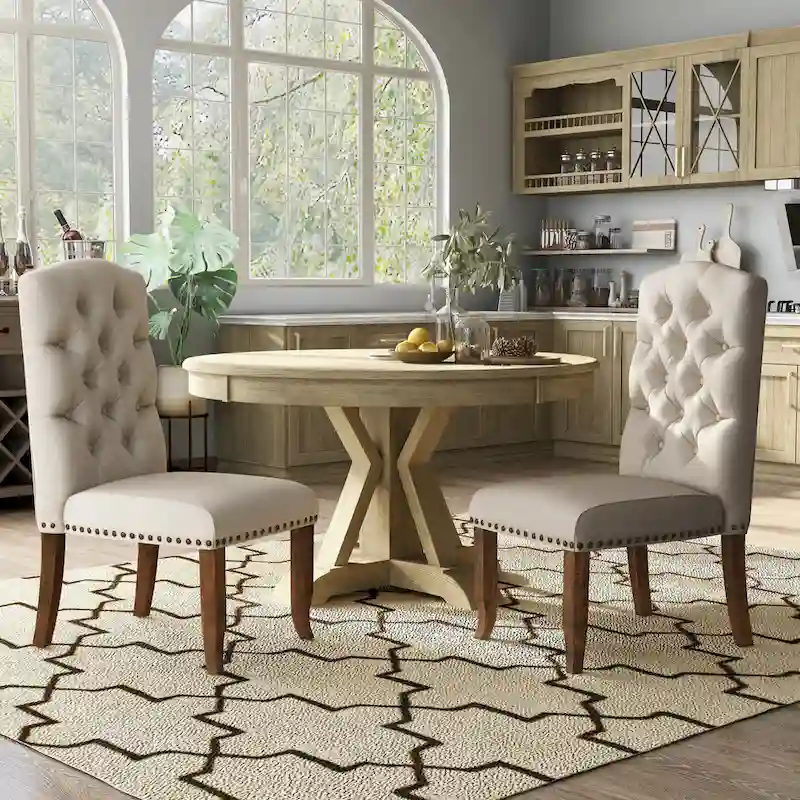 Cordova Farmhouse Tufted Fabric Dining Chairs (Set of 2) by Furniture of America