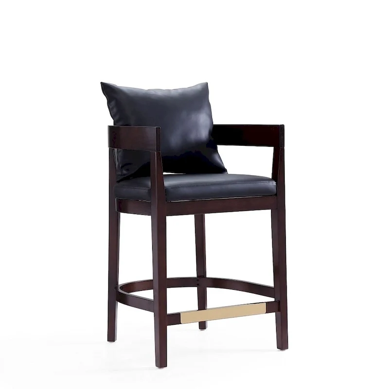 Mid-Century Counter Height Bar Stool with Cushioned Back