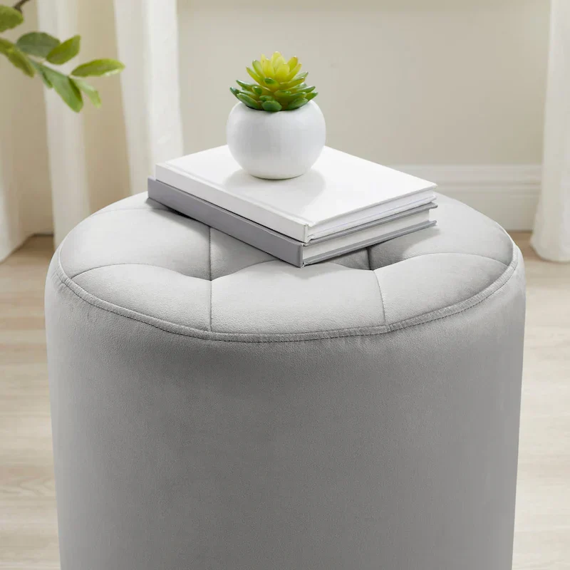 Faux Leather Swivel Ottoman - Round
