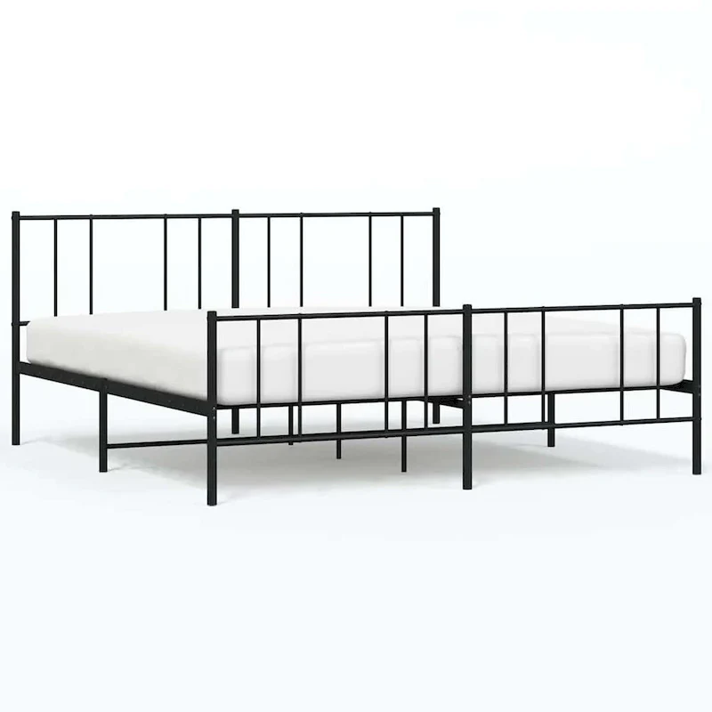 vidaXL Metal Bed Frame with Headboard, No Mattress