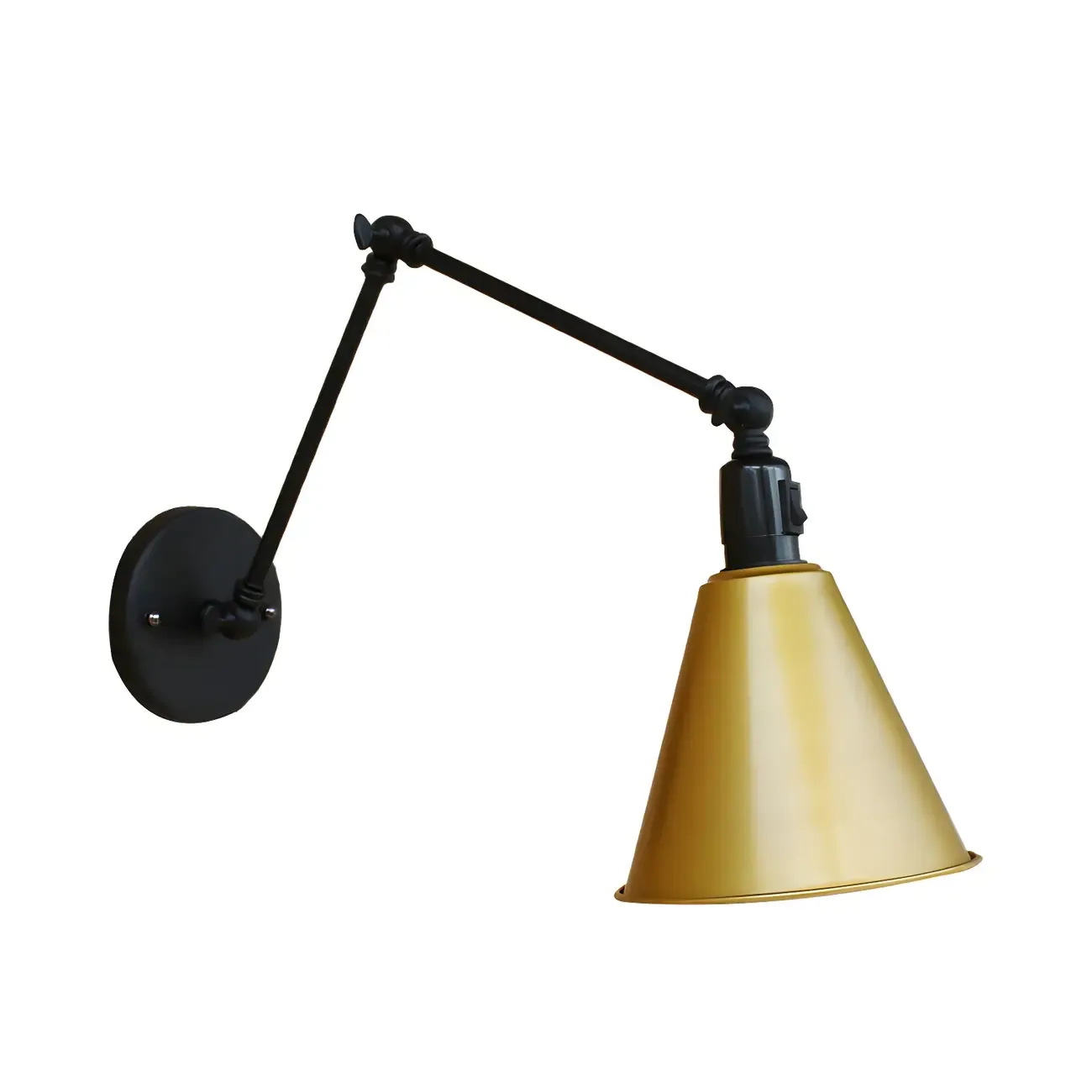 1-Light Cone Metal Swing Arm Wall Light