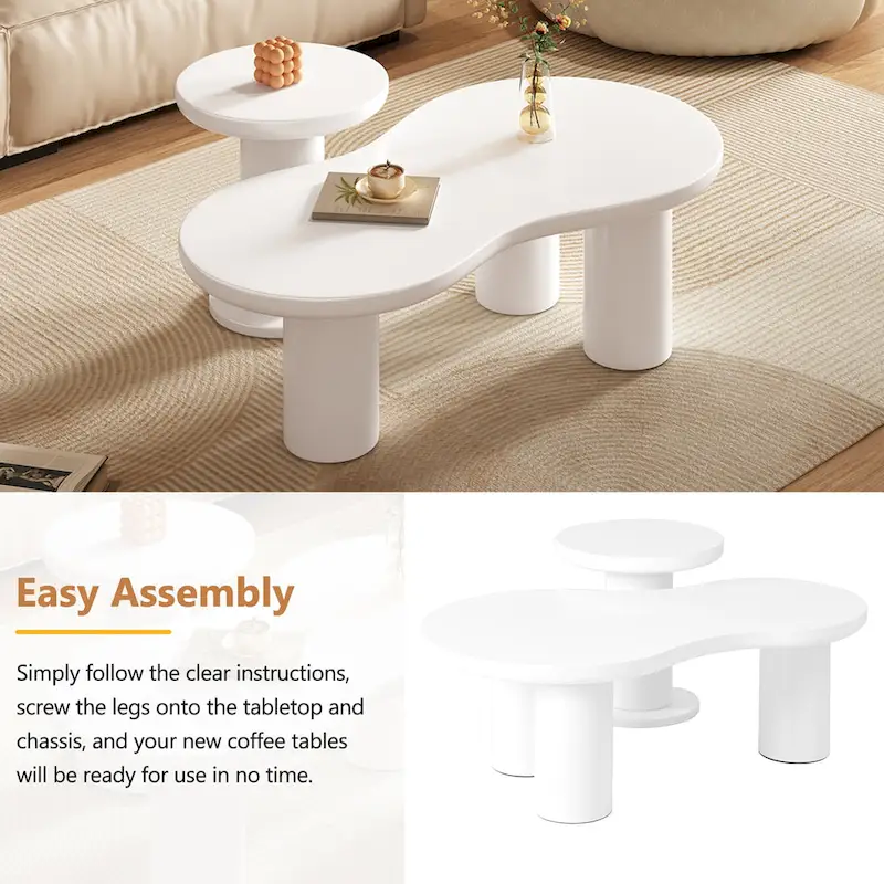 Cloud Coffee Table with Round Small Side Table