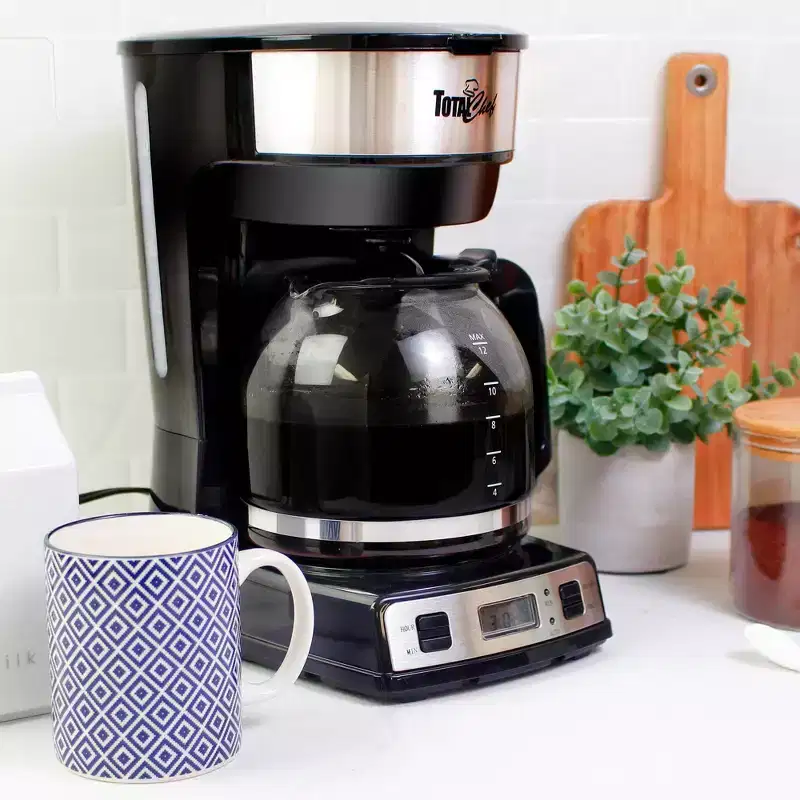 Total Chef Programmable 12 Cup Coffee Maker with Filter Black/Silver