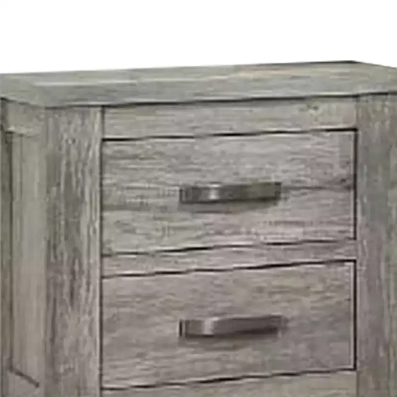 Royal Hampton Nightstand with Two Drawers and Metal Bar Handles, Gray