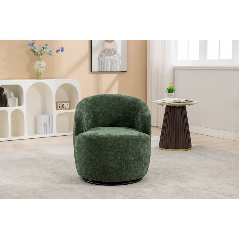 25.6 Swivel Barrel Chair with Black Coating