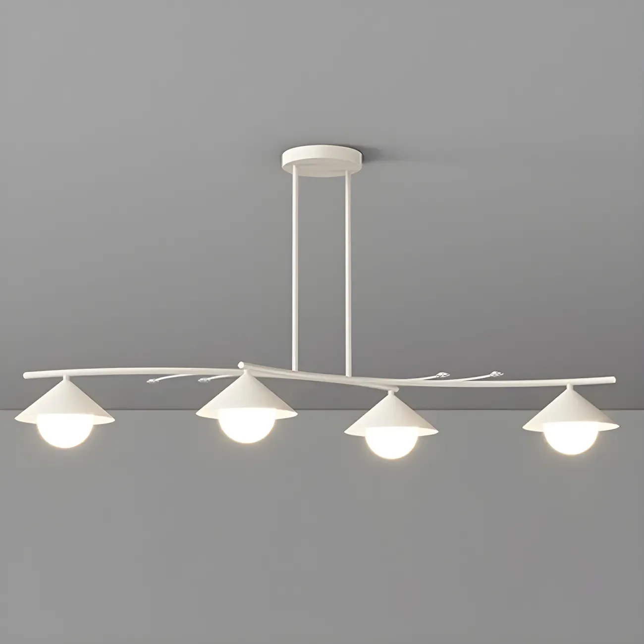 Sleek Modern White Metal Island Pendant Light
