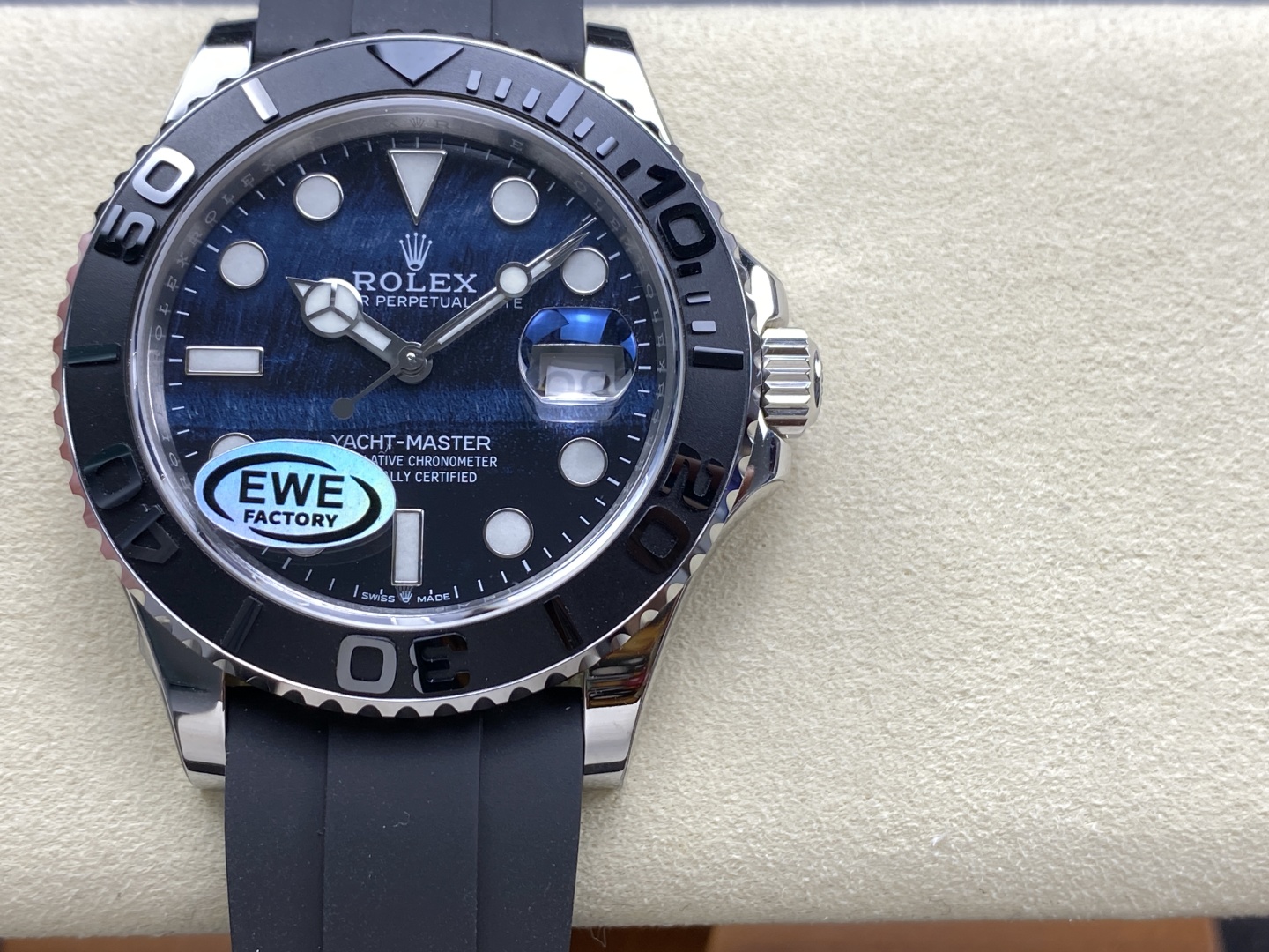 Rolex Yacht-Master super clone with EWE Factory sticker and blue dial