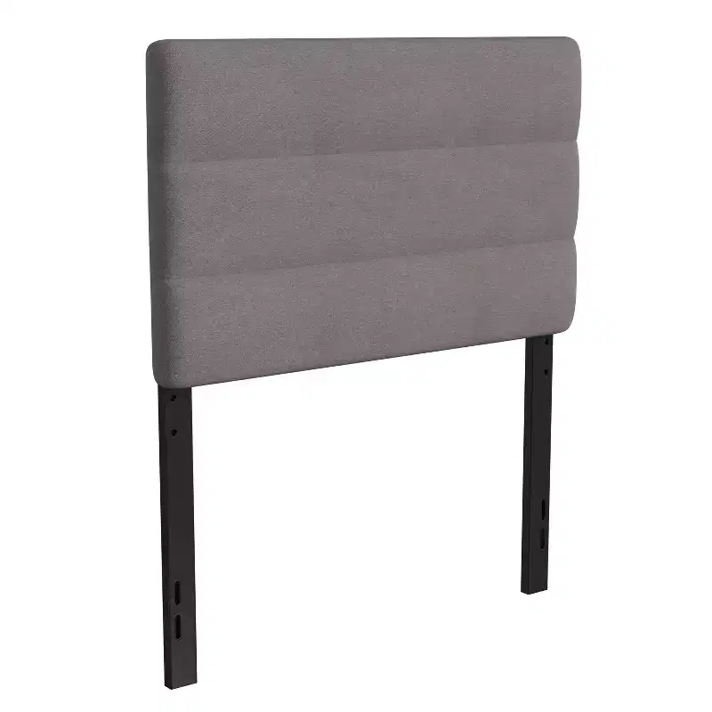 Emma and Oliver Modern Upholstered Headboard with Horizontal Line Stitching and Adjustable Height Rails