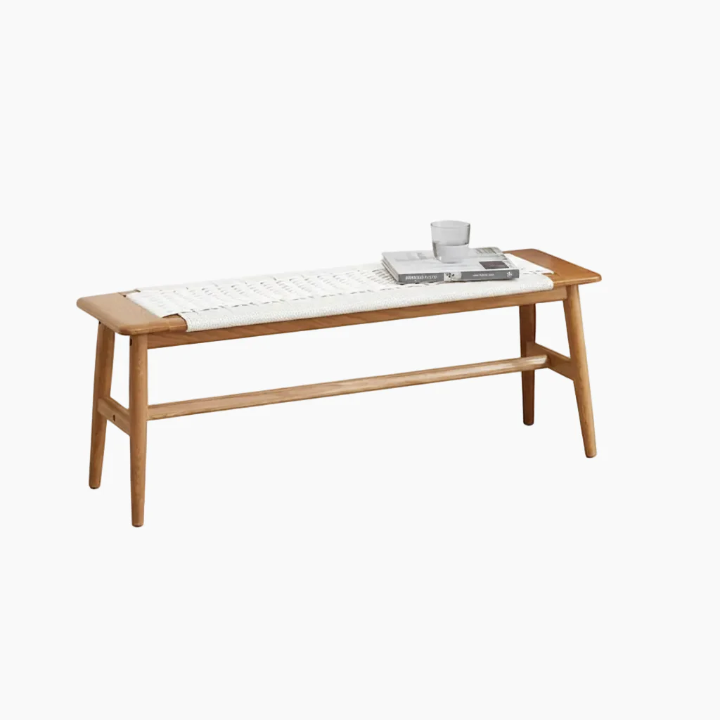 Design Natural Oak Wood Dining Bench Bed Bench for Dining Room, Bedroom
