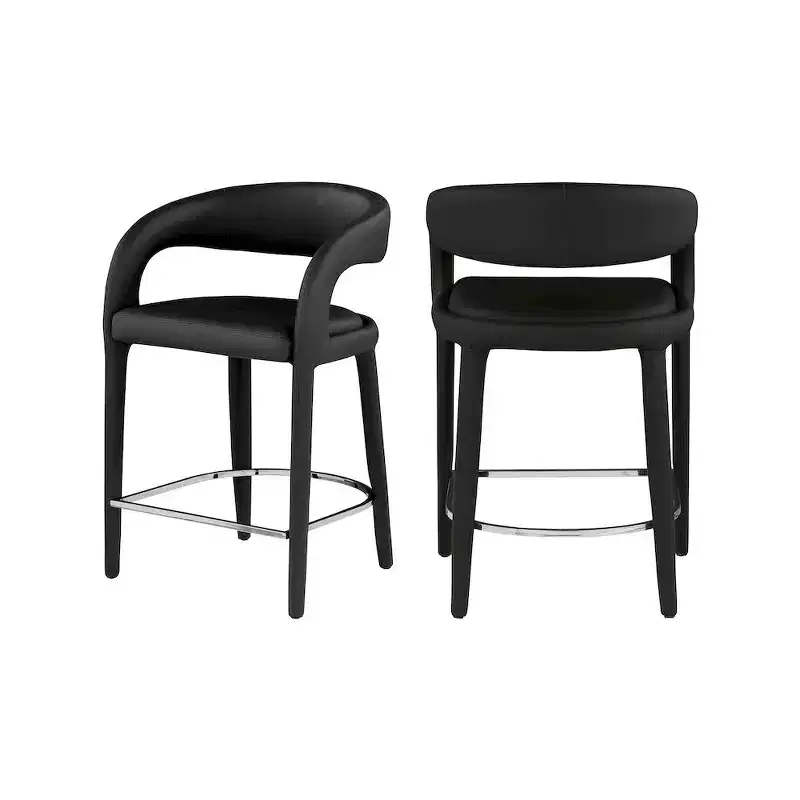 Meridian Furniture,Sylvester Black Vegan Leather Stool
