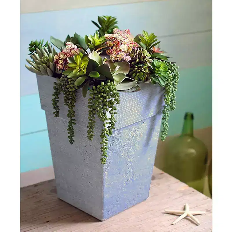 The HC Companies Avino 16 Inch Square Resin Flower Planter Pot