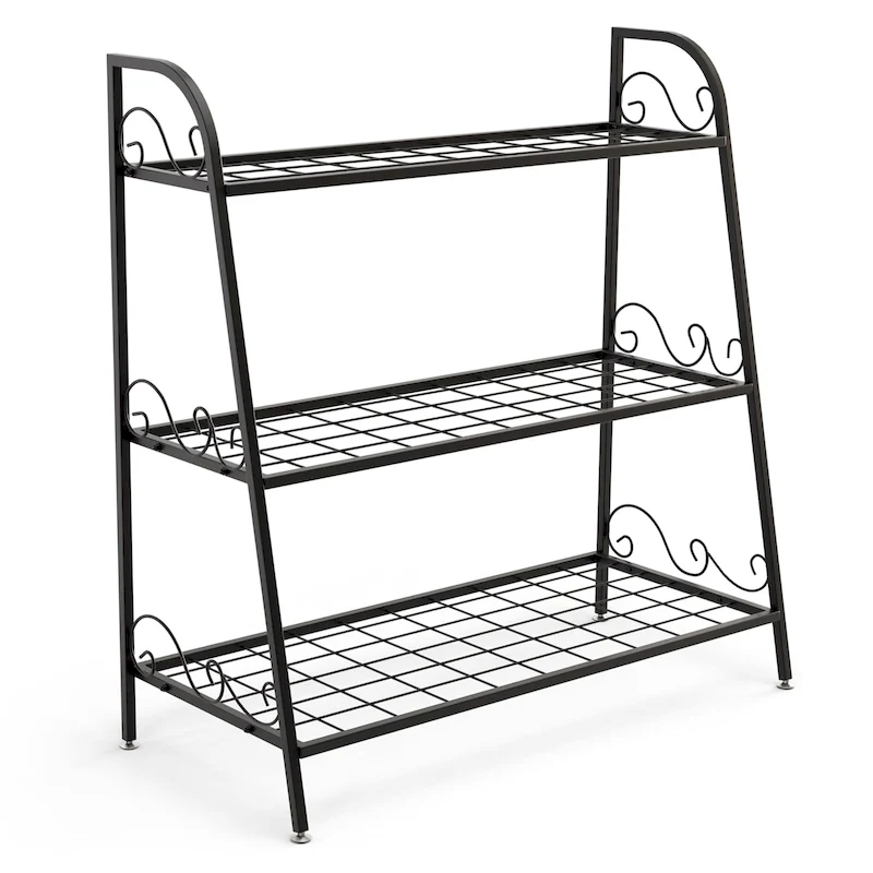 Costway 3-tier Metal Plant Stand Shelf Flower Pot Holder Display Rack