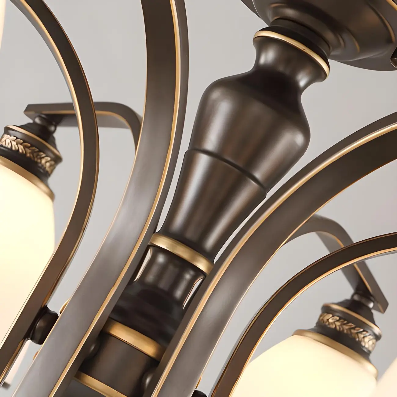 Traditional Black Down Bell Frosted Glass Semi Flush Mount Light