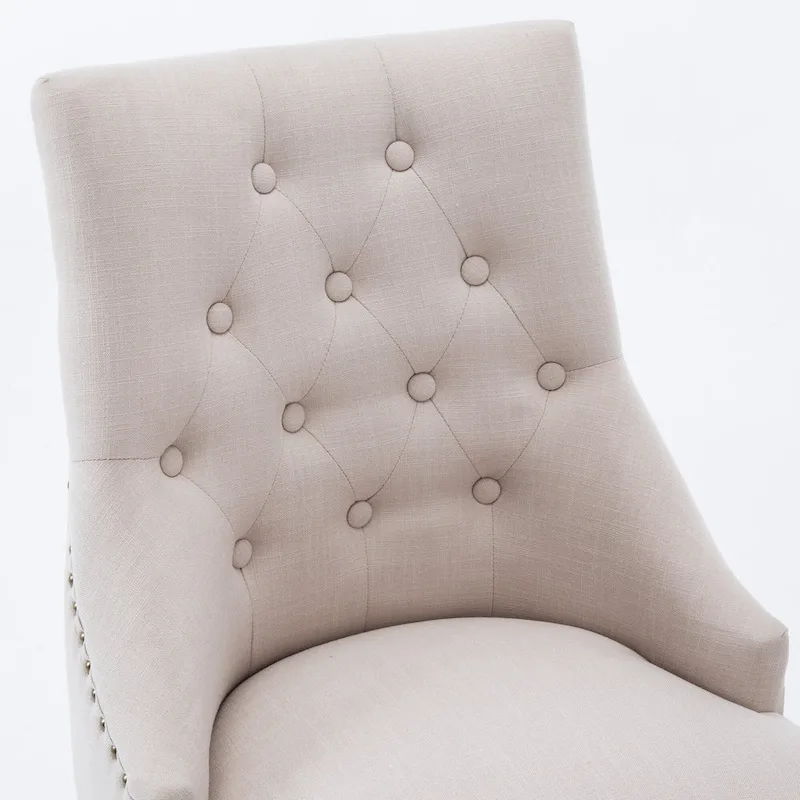 Mid-century Modern Dining chairs Button Tufted Accent Chairs with Nailhead Trim Set of 2