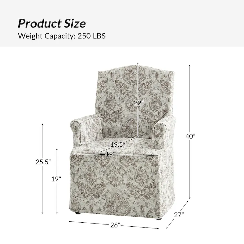 Alethea Upholstered Slipcover Arm Dining Chair with Soild Wood Legs by HULALA HOME