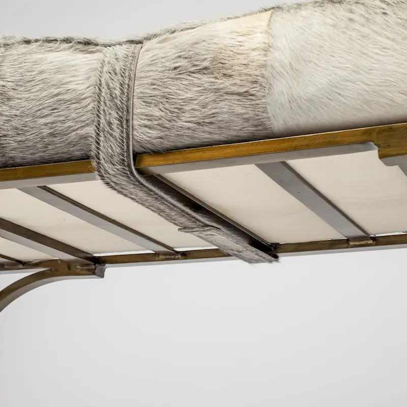 Jessie 55L x 16W Brown Leather Seat W/Black Metal Base Accent Bench - 55.0L x 16.0W x 19.0H