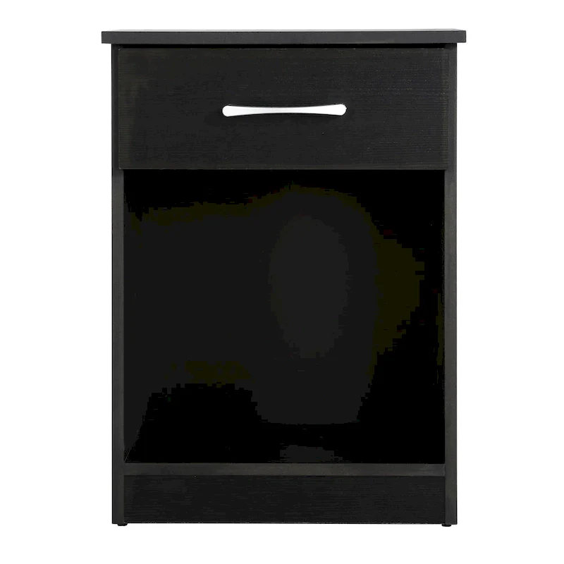 Modern 18-in Single-Drawer Wood Nightstand with Metal Hand Held and Open Rack