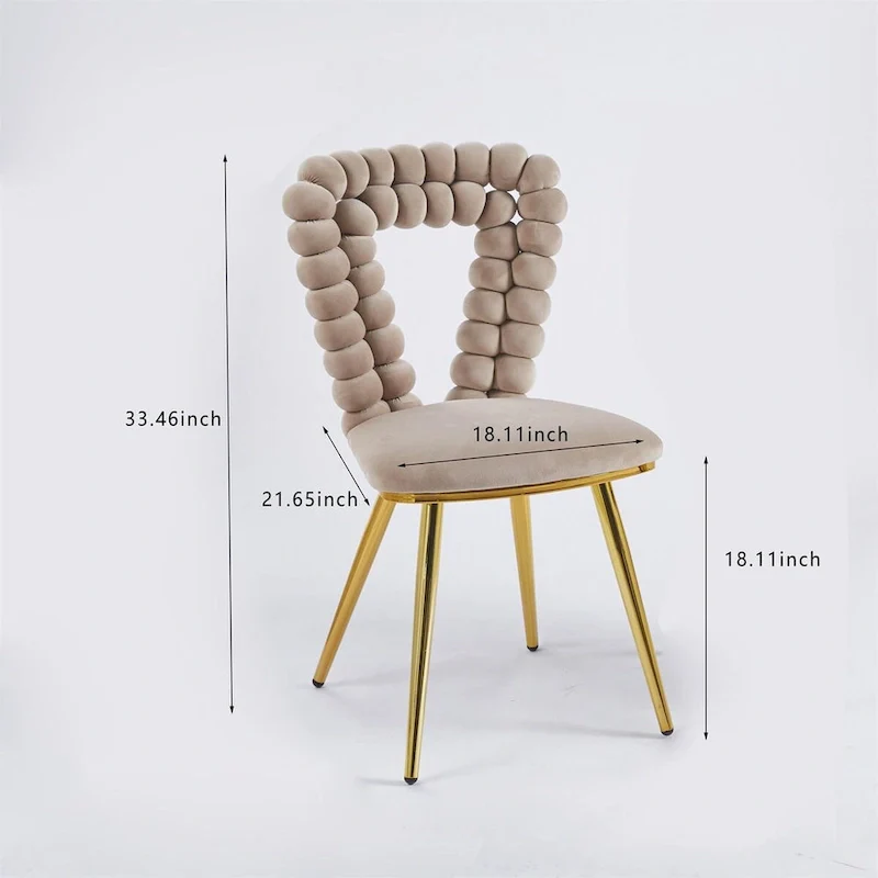 Modern Dining Chair with Metal Legs - 2 Pack