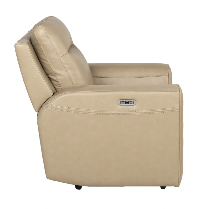 Sand Top Grain Leather Power Reclining Chair – Single