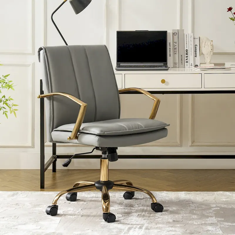 Ignacio Modern Leather Rocking Office Chair with Metal Base by HULALA HOME