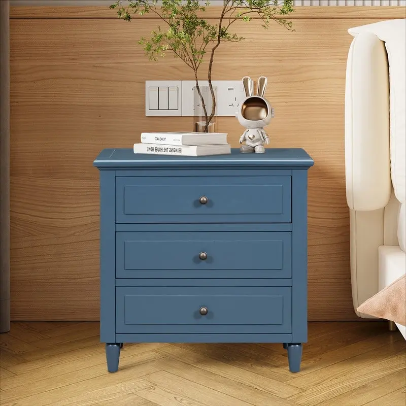 3-Drawer Wooden Nightstand