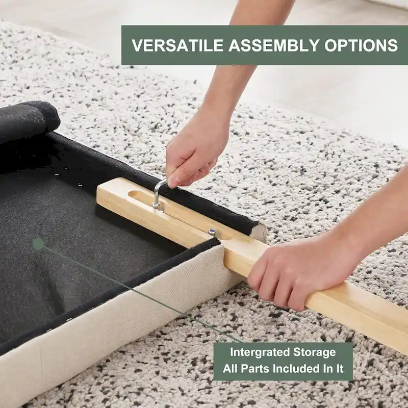 Upholstered King Headboard, Button Diamond Tufted Headboard with Adjustable Height ,Linen Fabric Padded Headboard