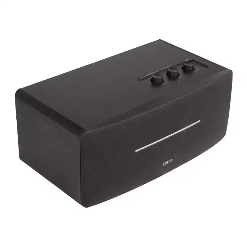 70-Watt Continuous Bluetooth D12 Integrated Desktop Stereo Speaker with 4-In. Woofers, RCA/Aux Inputs, Wooden Enclosure, and Remote