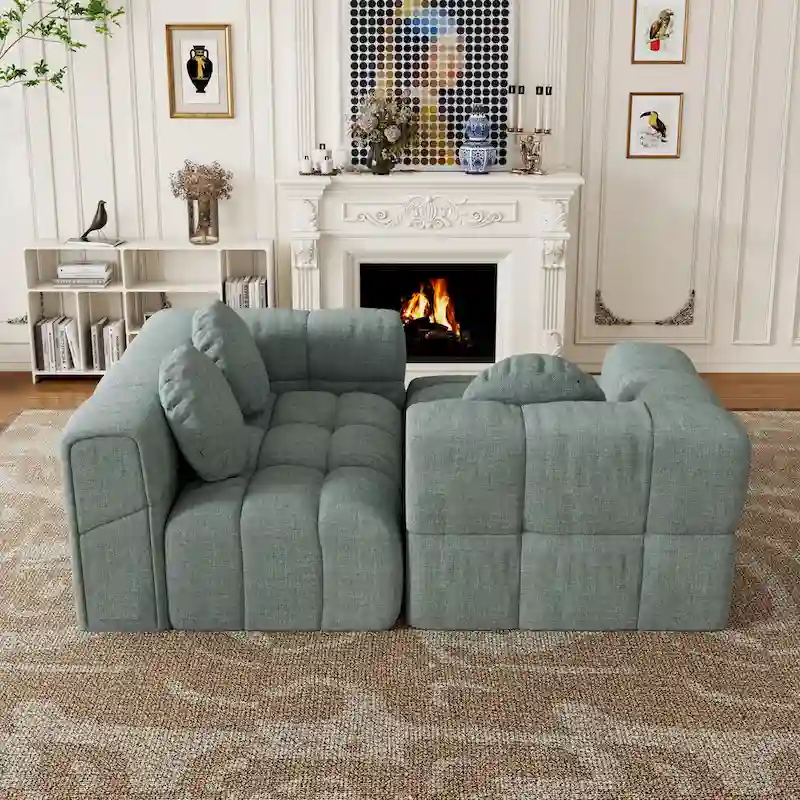 103 L-Shaped Chenille Sectional Sofa with Left Recliner & Pillows