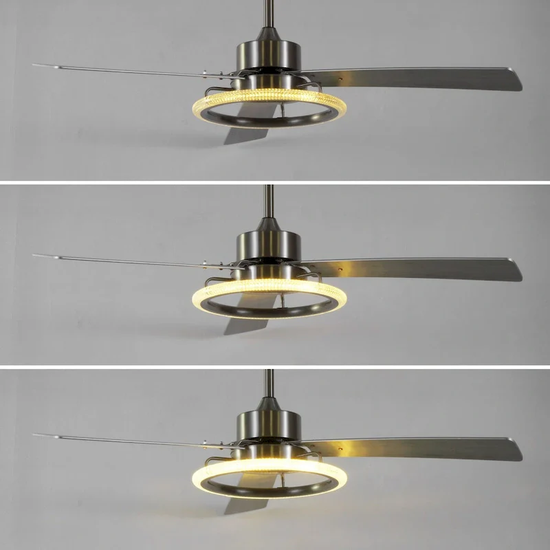 Bruno 52  1-Light Modern Industrial Iron/Acrylic/Wood Remote-Controlled 6-Speed Integrated LED Ceiling Fan, by JONATHAN Y