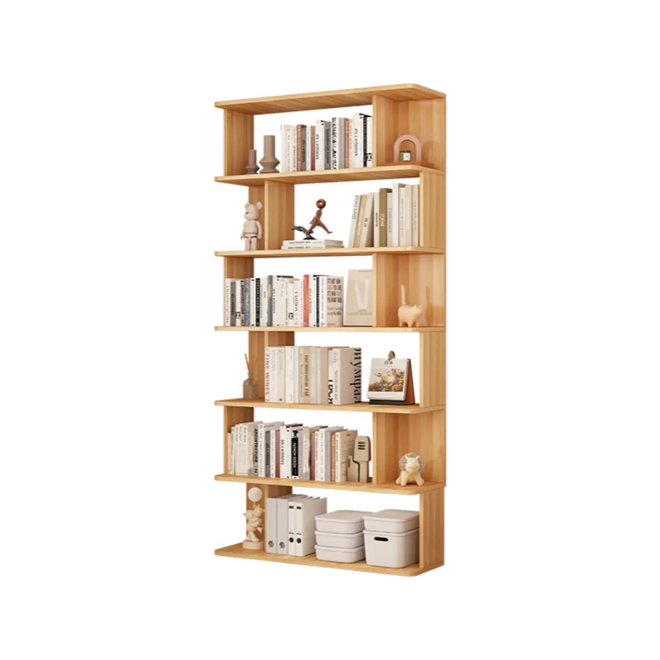 Modern White Open Back Wood 5 Shelf Bookshelf