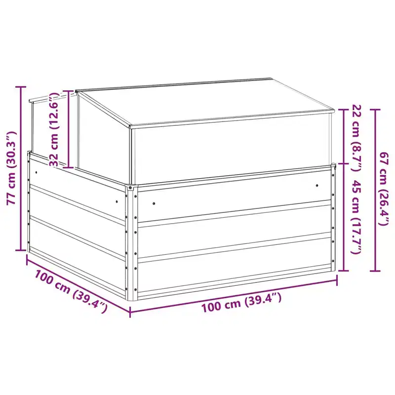vidaXL Planter Anthracite 39.37 x 39.37 x 30.31 in Galvanised Steel