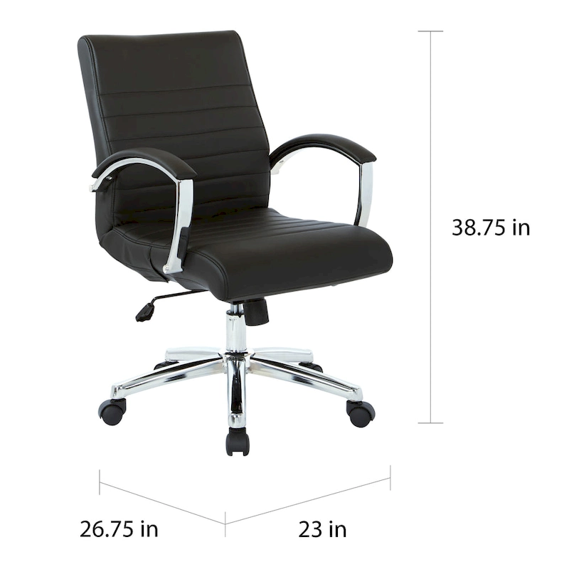 Executive Low Back Faux Leather Chair with Chrome Arms and Base - single