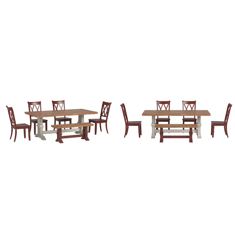 Ronda 78.7 Rectangular Solid Wood Top Dining Set with X-Back Chairs