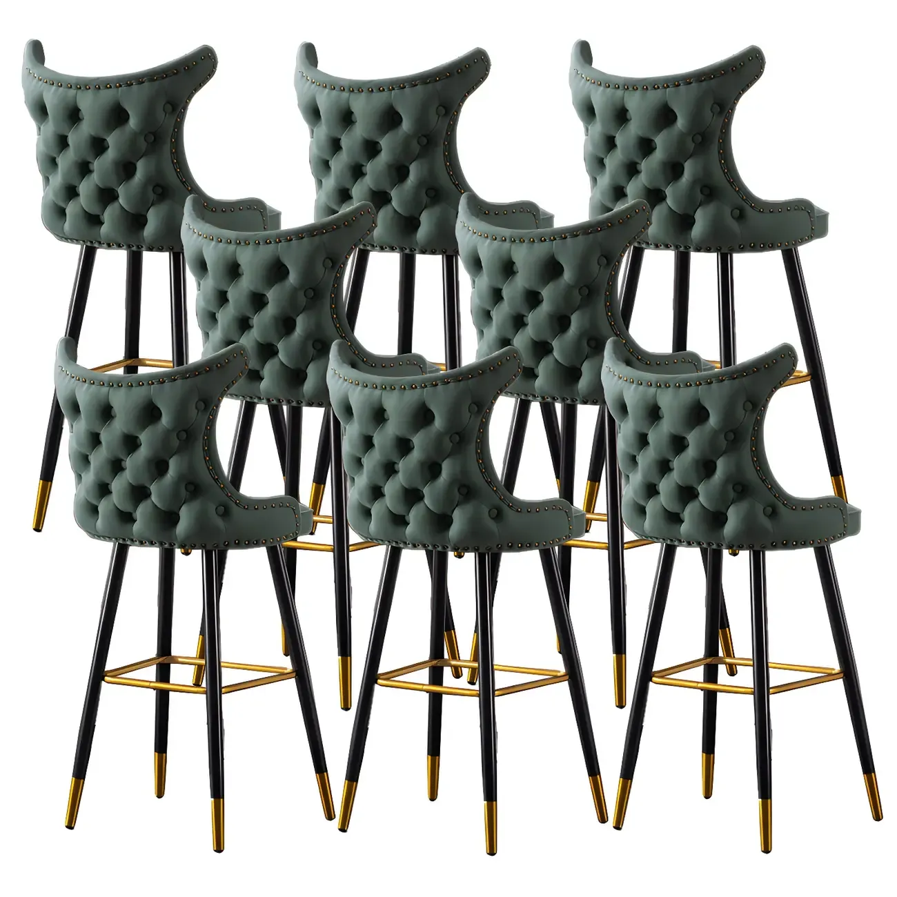 Velvet Upholstered Wingback Counter Height Bar Stools