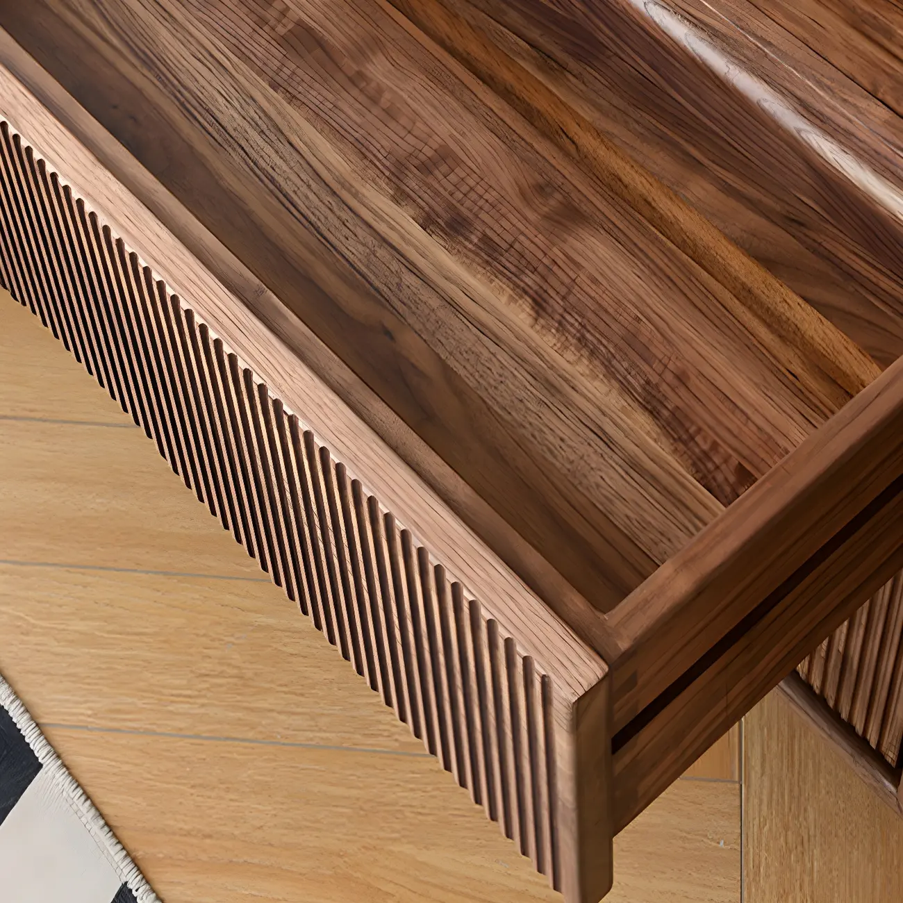 Walnut Wood Bottom Drawer Adjustable China Cabinet