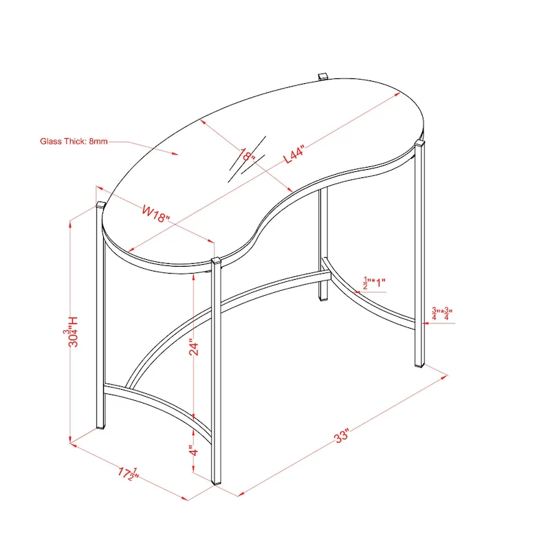 Allade Modern Gold 44-inch Glass Computer Desk by Furniture of America