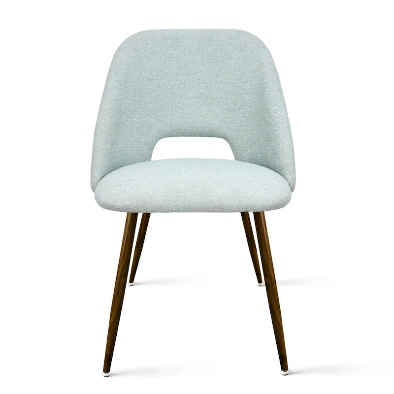 Upholstered Modern Cutout Back Dining Chair with Walnut LegSet of 4)